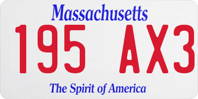 MA license plate 195AX3
