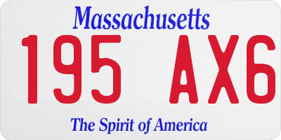 MA license plate 195AX6