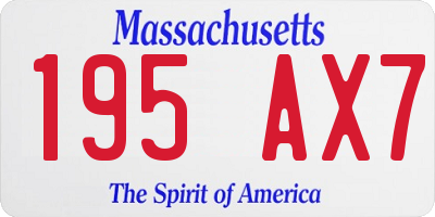 MA license plate 195AX7