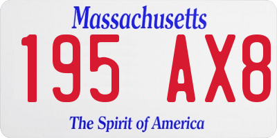 MA license plate 195AX8
