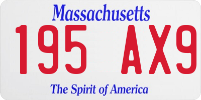 MA license plate 195AX9