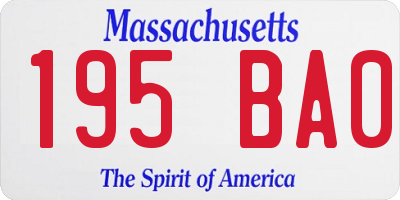 MA license plate 195BA0