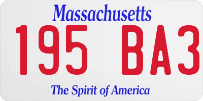 MA license plate 195BA3