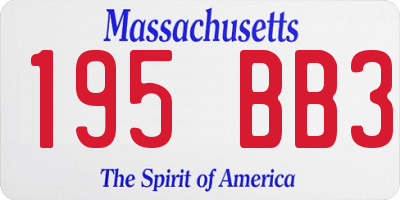 MA license plate 195BB3
