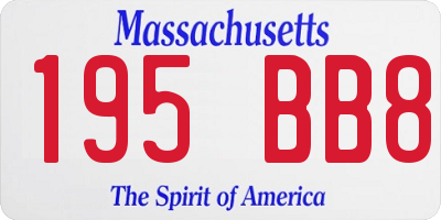 MA license plate 195BB8