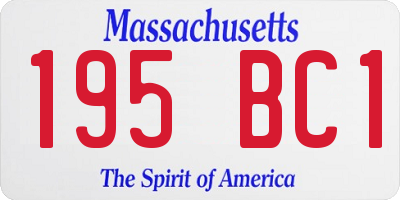 MA license plate 195BC1