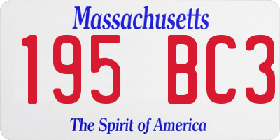 MA license plate 195BC3