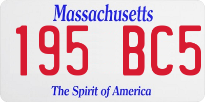 MA license plate 195BC5