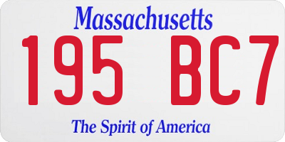 MA license plate 195BC7
