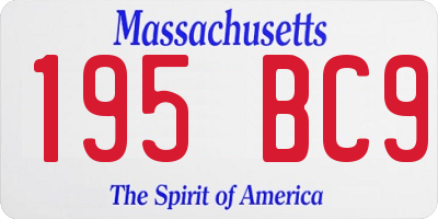 MA license plate 195BC9