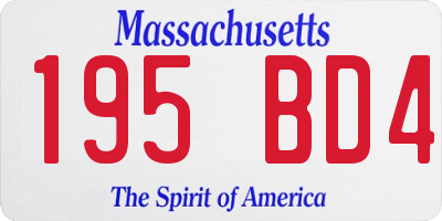 MA license plate 195BD4