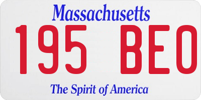 MA license plate 195BE0