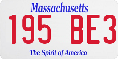 MA license plate 195BE3