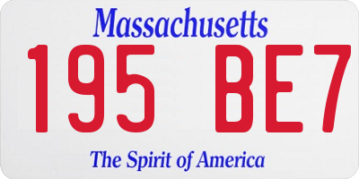 MA license plate 195BE7