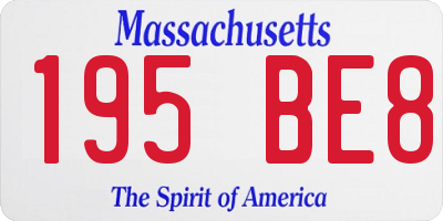 MA license plate 195BE8
