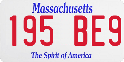 MA license plate 195BE9