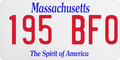 MA license plate 195BF0