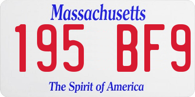 MA license plate 195BF9