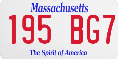 MA license plate 195BG7