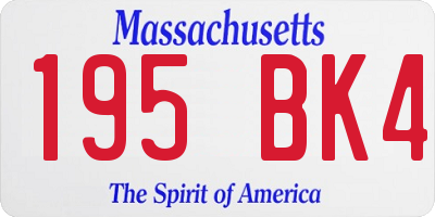 MA license plate 195BK4