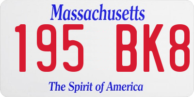 MA license plate 195BK8