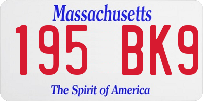 MA license plate 195BK9