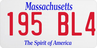 MA license plate 195BL4