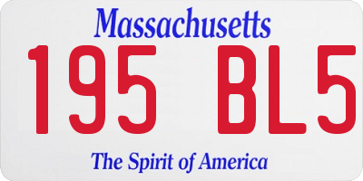 MA license plate 195BL5