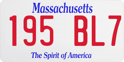 MA license plate 195BL7