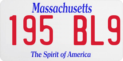 MA license plate 195BL9