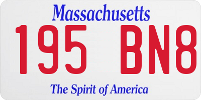 MA license plate 195BN8