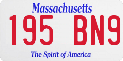 MA license plate 195BN9