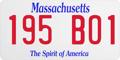 MA license plate 195BO1