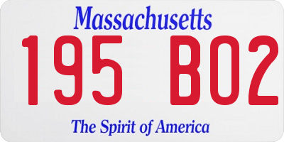 MA license plate 195BO2