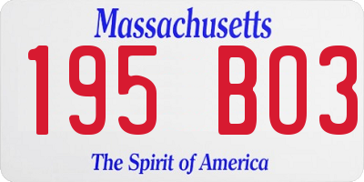 MA license plate 195BO3