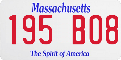 MA license plate 195BO8