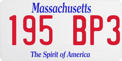 MA license plate 195BP3