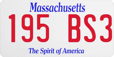 MA license plate 195BS3