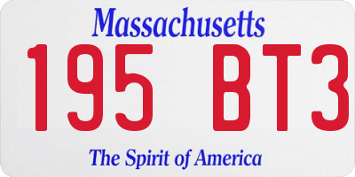 MA license plate 195BT3
