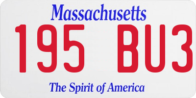 MA license plate 195BU3