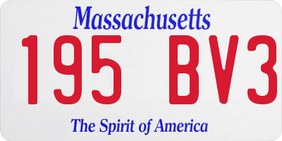 MA license plate 195BV3