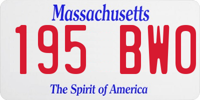 MA license plate 195BW0