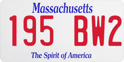 MA license plate 195BW2