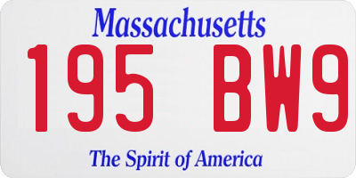 MA license plate 195BW9