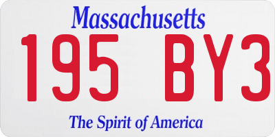 MA license plate 195BY3