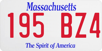 MA license plate 195BZ4