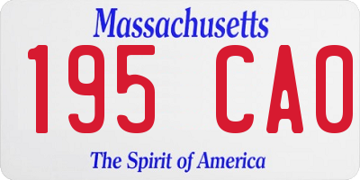 MA license plate 195CA0