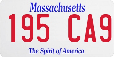 MA license plate 195CA9