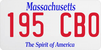 MA license plate 195CB0