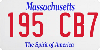 MA license plate 195CB7